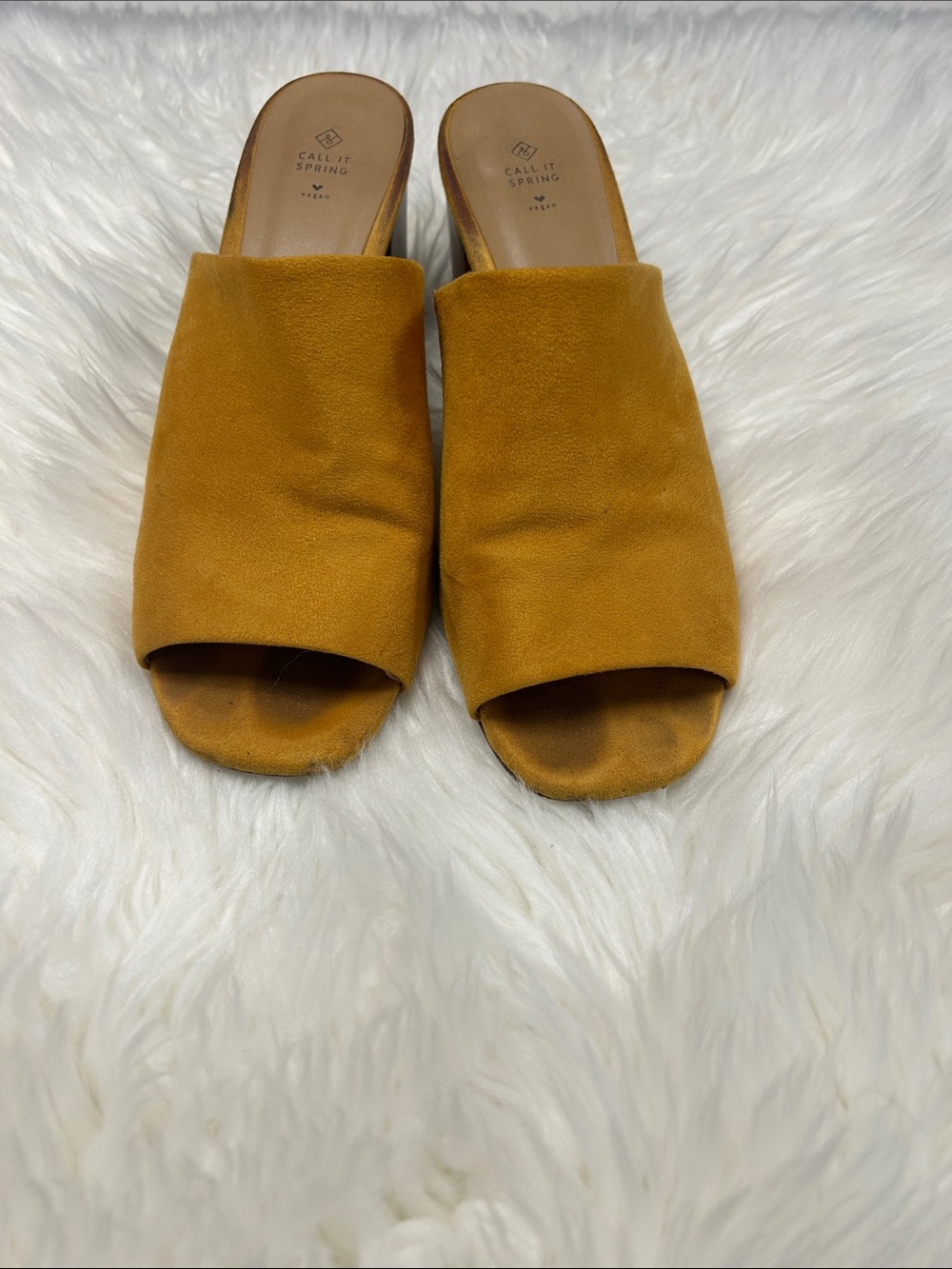 Call It Spring Mustard Open-Toe Slide Mules Size 8